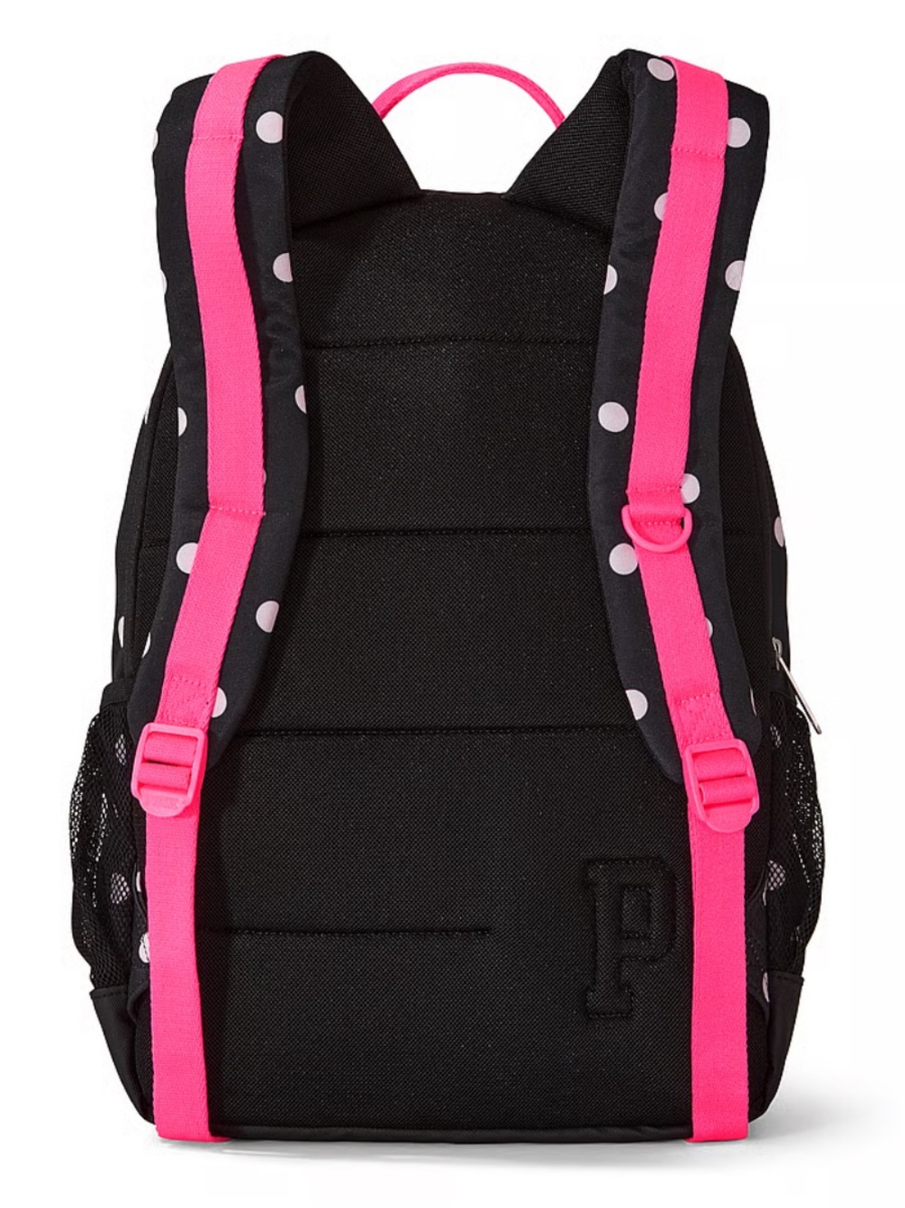 PINK Victoria's Secret Campus Black Backpack with Pink Polka Dots - Picture 2 of 3